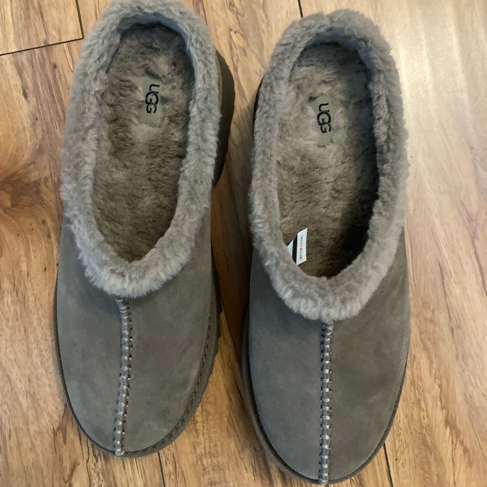 UGG Gray Suede slip-ons with Plush Lining